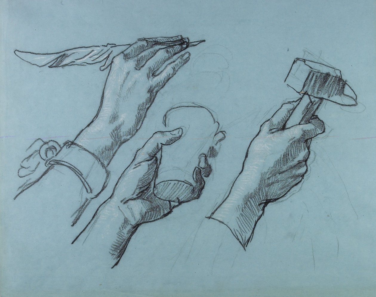 Three Studies of Hands, c. 1876 tekijältä Thomas Couture