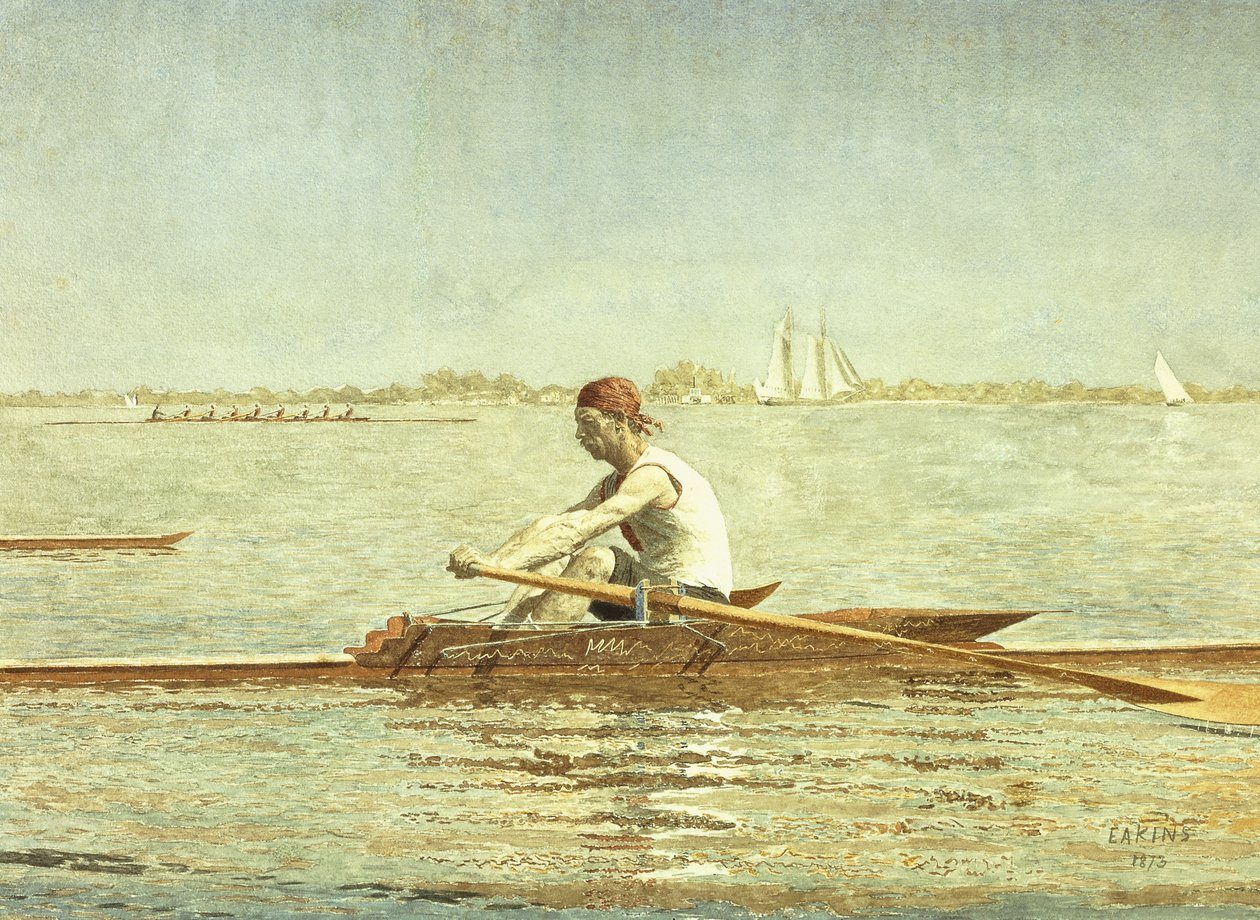 John Biglin yksikärjessä, 1873 tekijältä Thomas Cowperthwait Eakins
