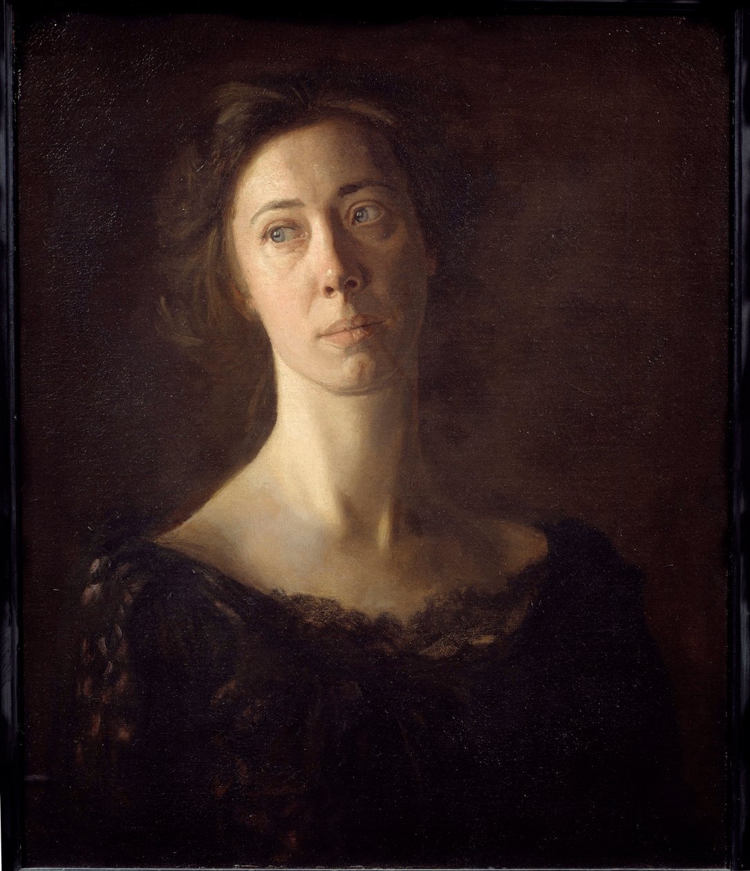 Claran muotokuva (Clara J. Mather) Thomas Cowperthwaite Eakinsin (1844-1916) maalaus (ec. katkera.) 1900-luvun su. 0,61x0,51 m Pariisi, musee d