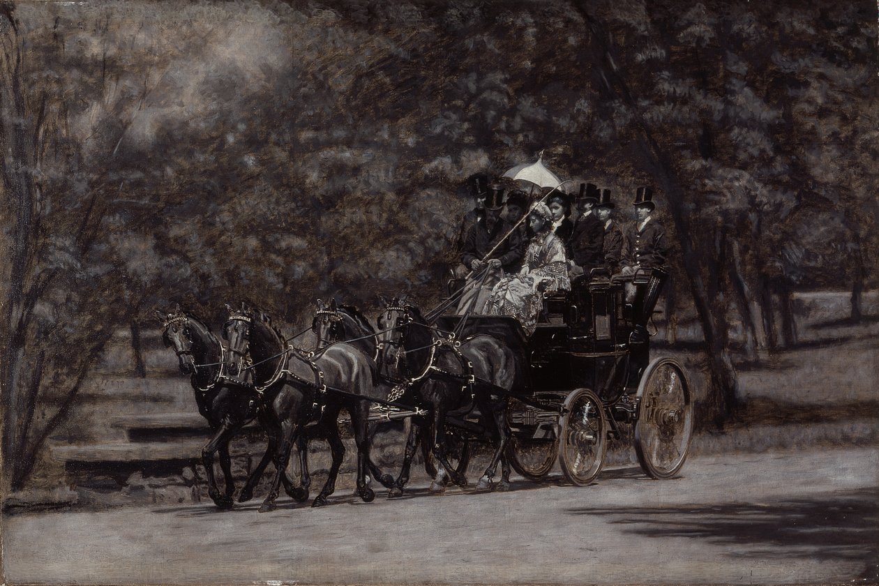The Fairman Rogers Four-In-Hand (A May Morning in the Park) 1899 (öljy kankaalle) tekijältä Thomas Cowperthwait Eakins