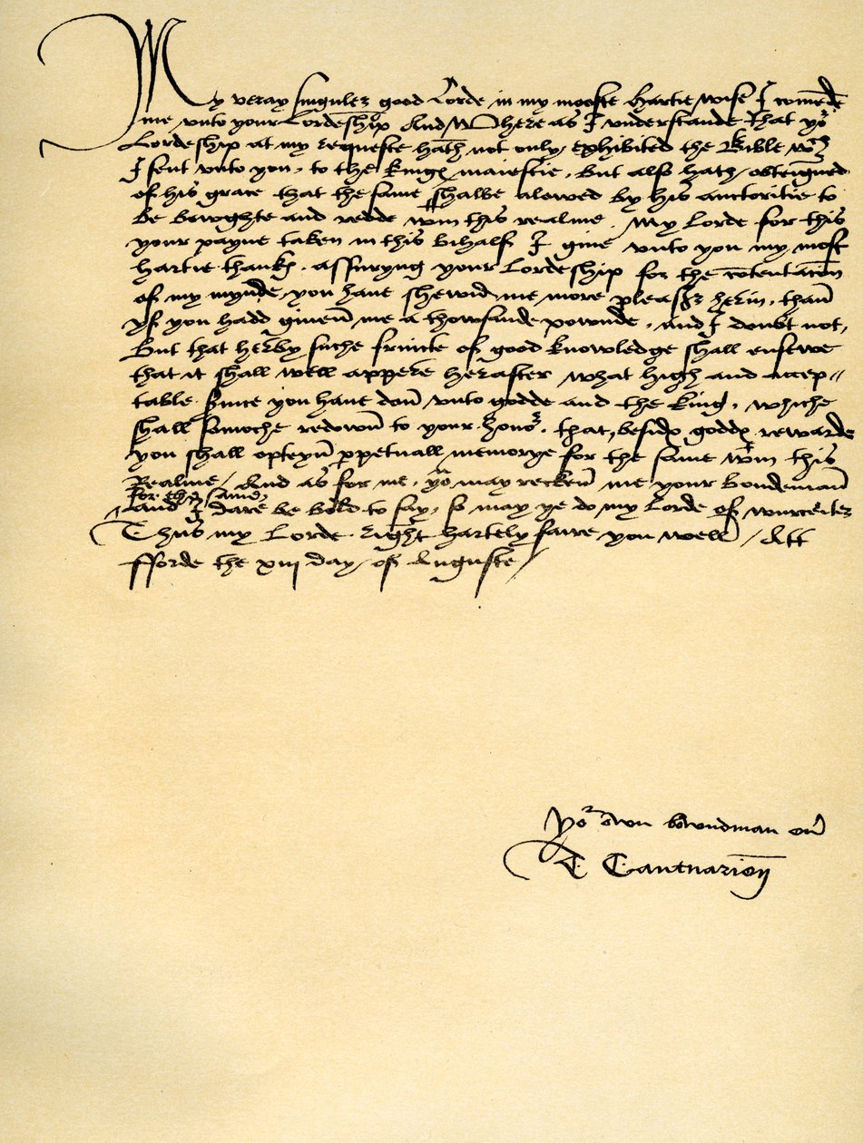 Thomas Cranmerin kirje Thomas Cromwellille, Ford, 13. elokuuta 1537 tekijältä Thomas Cranmer