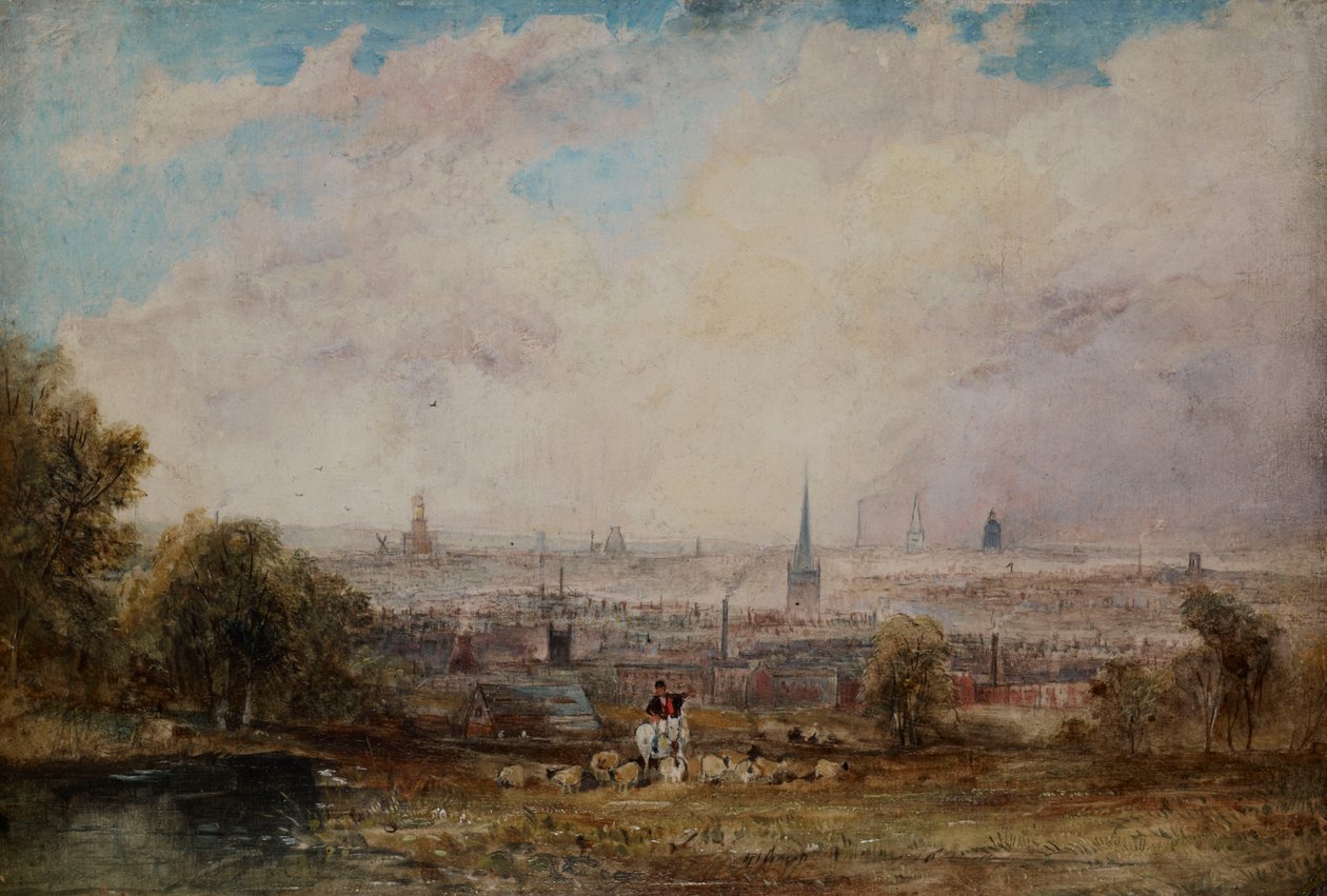 Kaukainen näkymä Birminghamista, 1825-1830 tekijältä Thomas Creswick