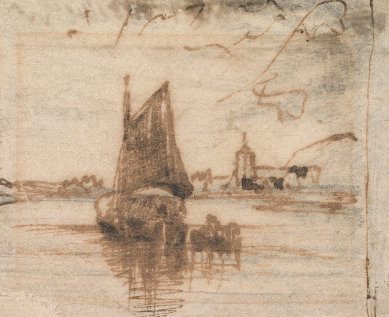 Purjevene Becalmed tekijältä Thomas Creswick