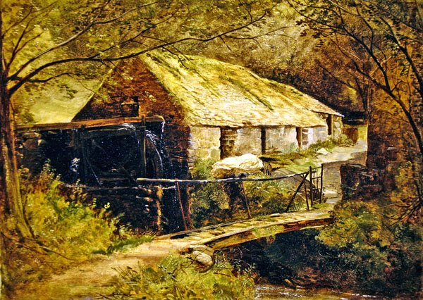 Dolgelly Mill, North Wales (öljy kankaalle) tekijältä Thomas Creswick