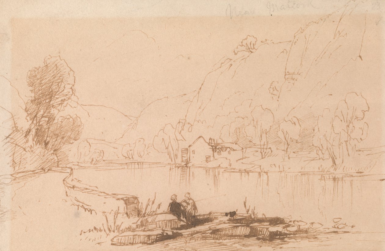 Kalastaja joen rannalla tekijältä Thomas Creswick