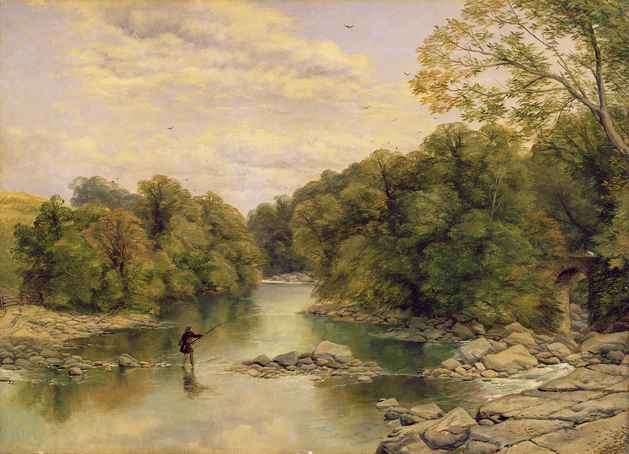 The River Tees Rokebyssä, Yorkshiressa, n. 1860 (öljy kankaalle) tekijältä Thomas Creswick