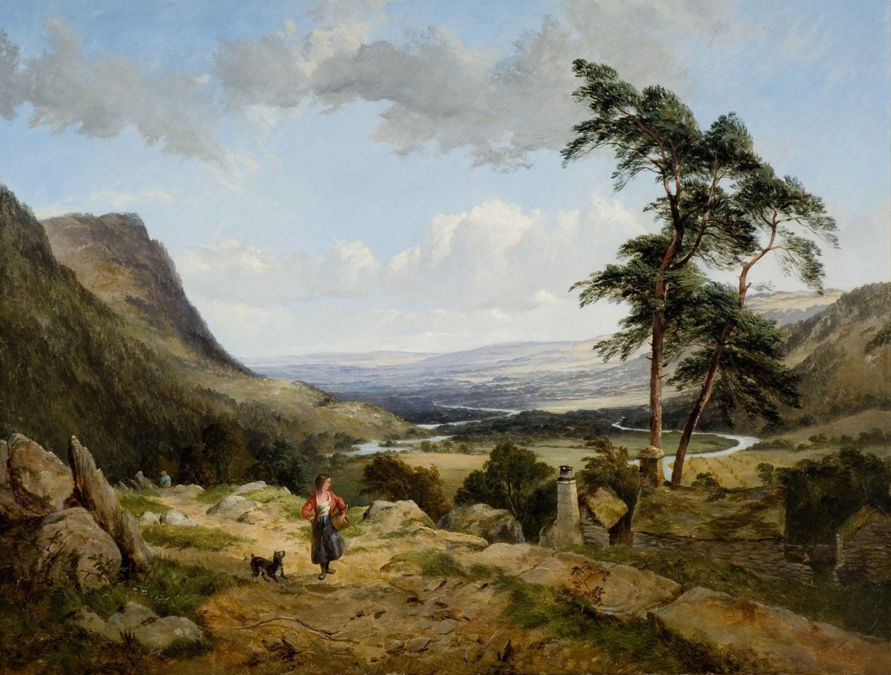 Llangollenin laakso, Pohjois-Wales, 1856. tekijältä Thomas Creswick