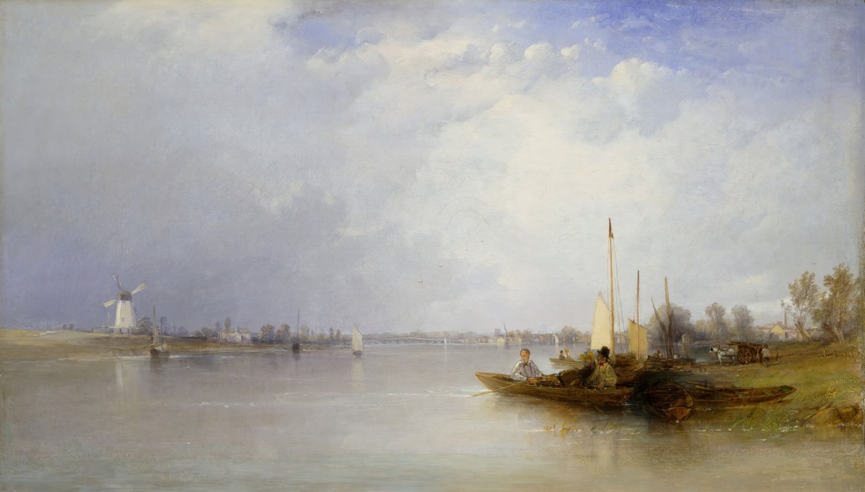 Näkymä Thamesille Batterseassa, 1834. tekijältä Thomas Creswick