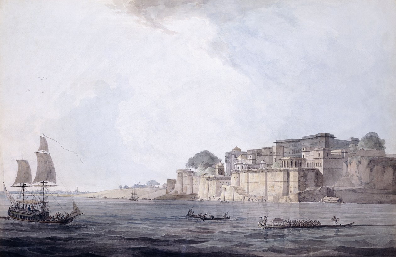 Ramnagar, Near Banaras [Varanasi], Uttar Pradesh, S.O. 1788-9 tekijältä Thomas Daniell