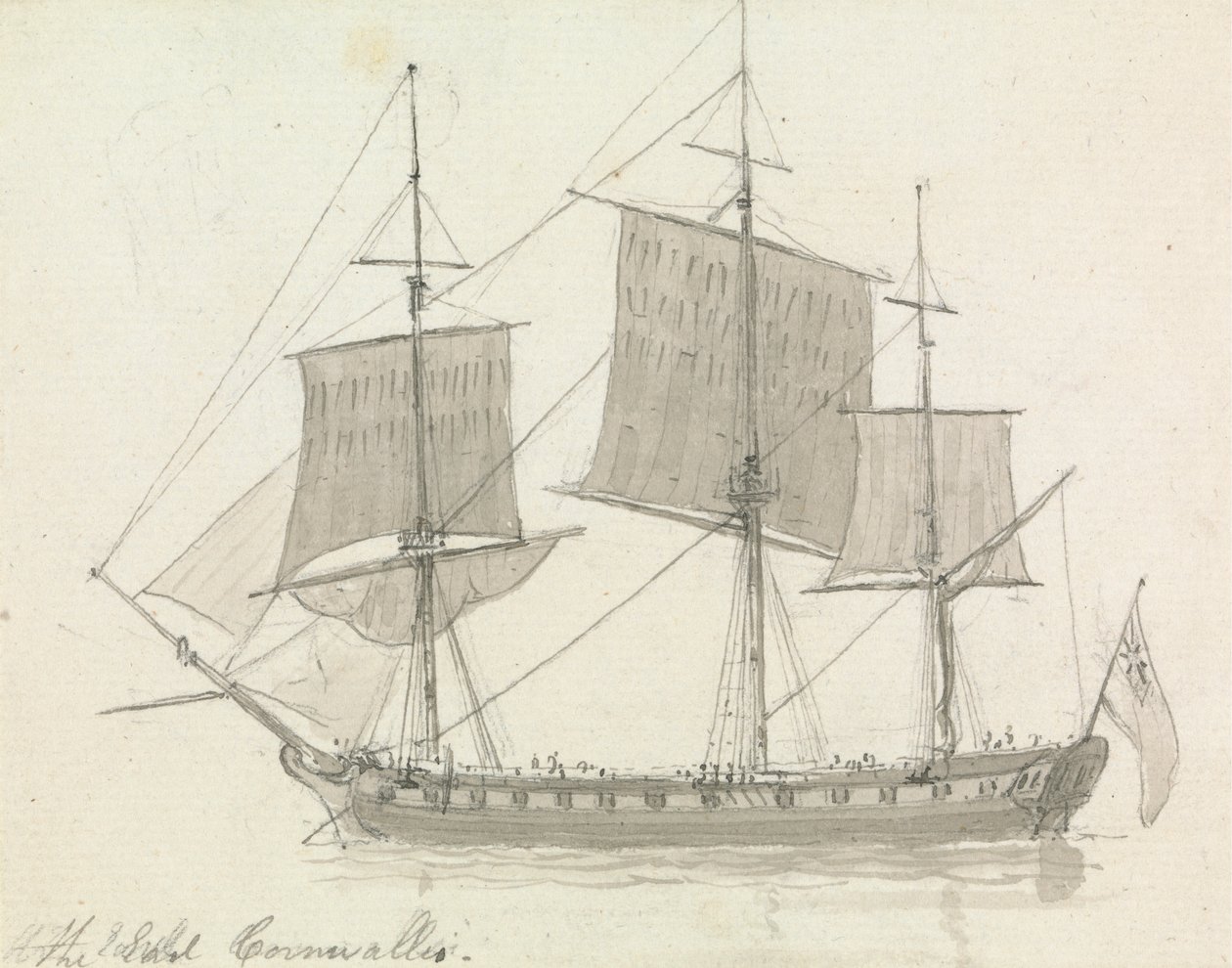 Laiva, "Earl Cornwallis" tekijältä Thomas Daniell