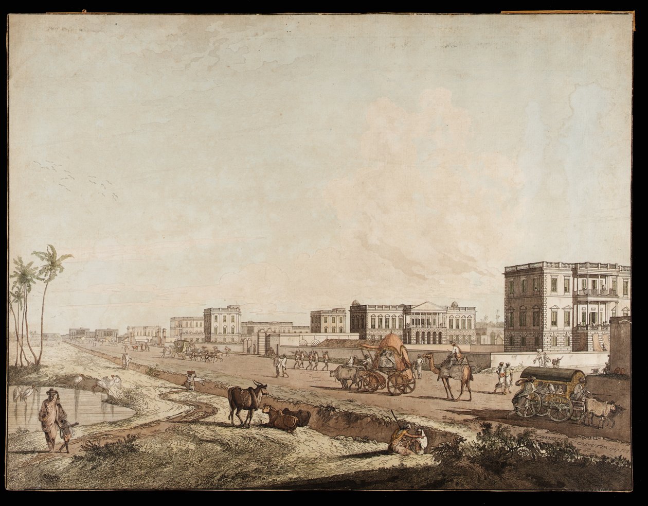 Chouringheen uudet rakennukset Kalkutan näkymistä, 1787 tekijältä Thomas Daniell