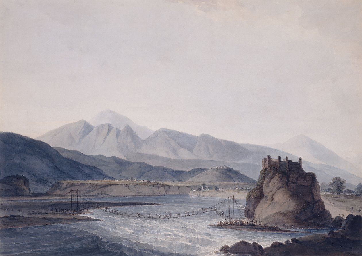 Köysilta, Srinagar, Garhwal, Uttar Pradesh, tekijältä Thomas Daniell