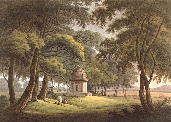 Maurilaisen naisen hauta, Bengal, kaiverrus Joseph Constantine Stadler (fl.1780-1812) pub. kirjoittanut Edward Orme (1774-n. 1820) 1803 (litho) tekijältä Thomas Daniell