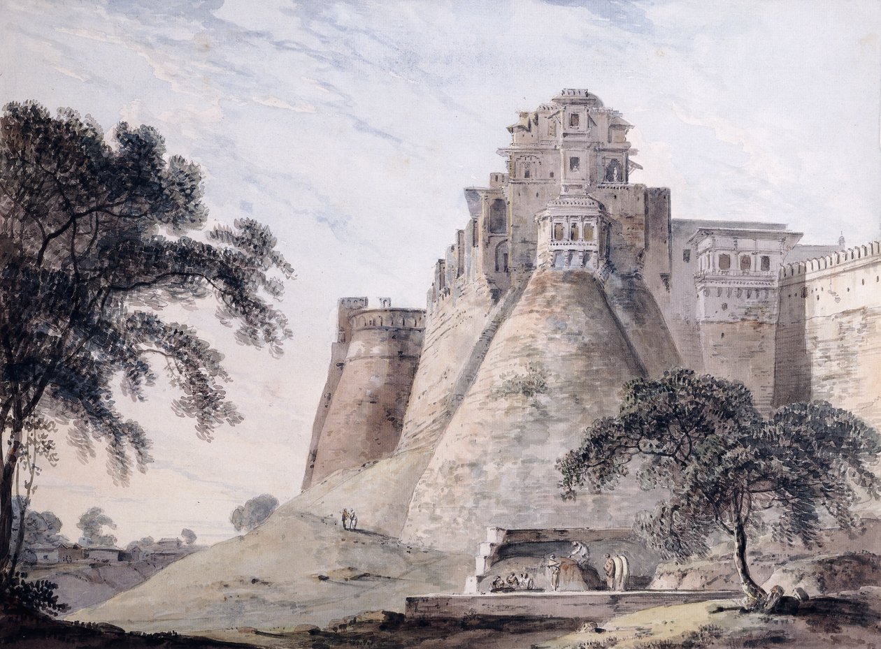 Näkymä linnoitukselle, Jaunpur, Uttar Pradesh, tekijältä Thomas Daniell
