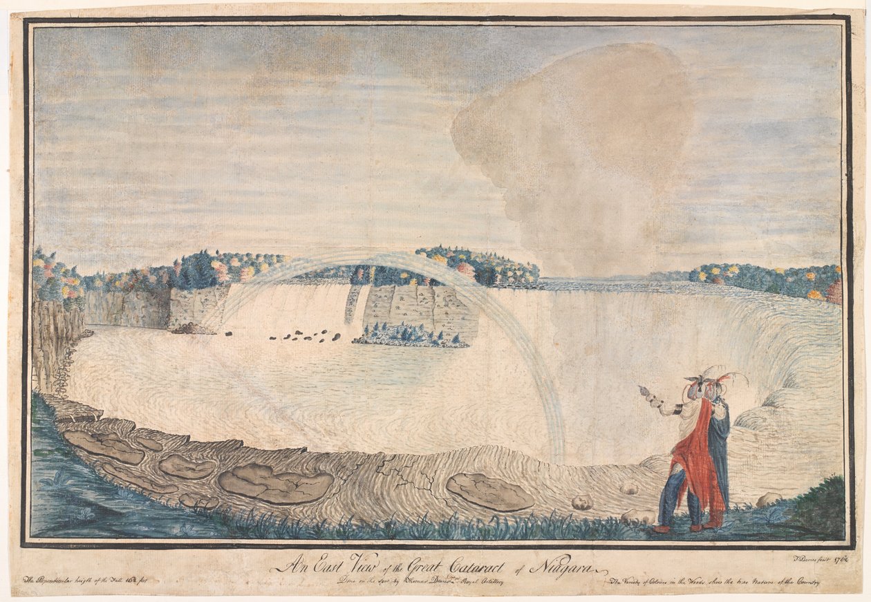 "Itäinen näkymä Niagaran suuresta kaihista?", 1762 tekijältä Thomas Davies