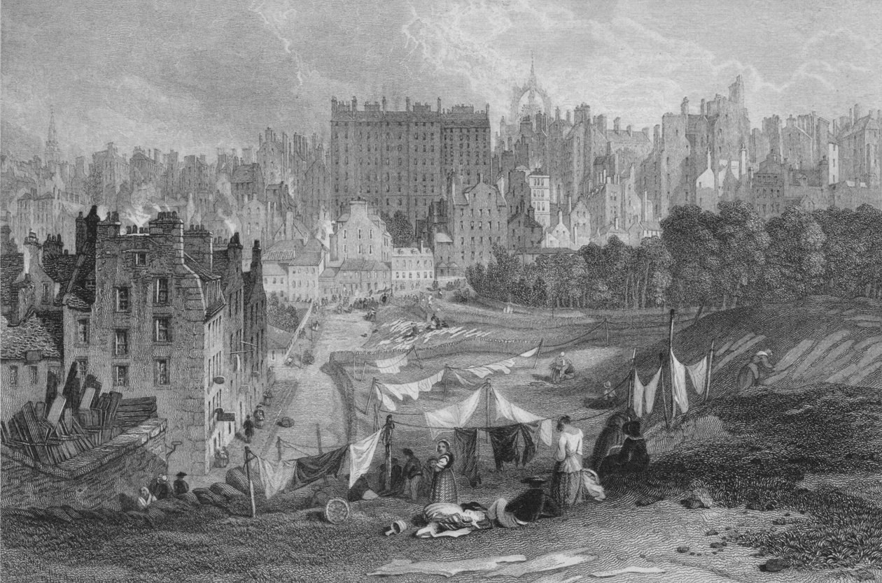 Edinburghin vanhakaupunki Princes Streetiltä, 1841 tekijältä Thomas Dobbie