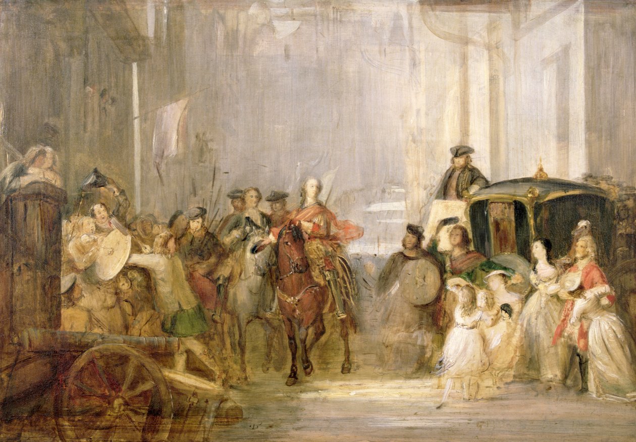 Prinssi Charles Edward Stuart (1720-88) saapumassa Edinburghiin (katso 105437) tekijältä Thomas Duncan