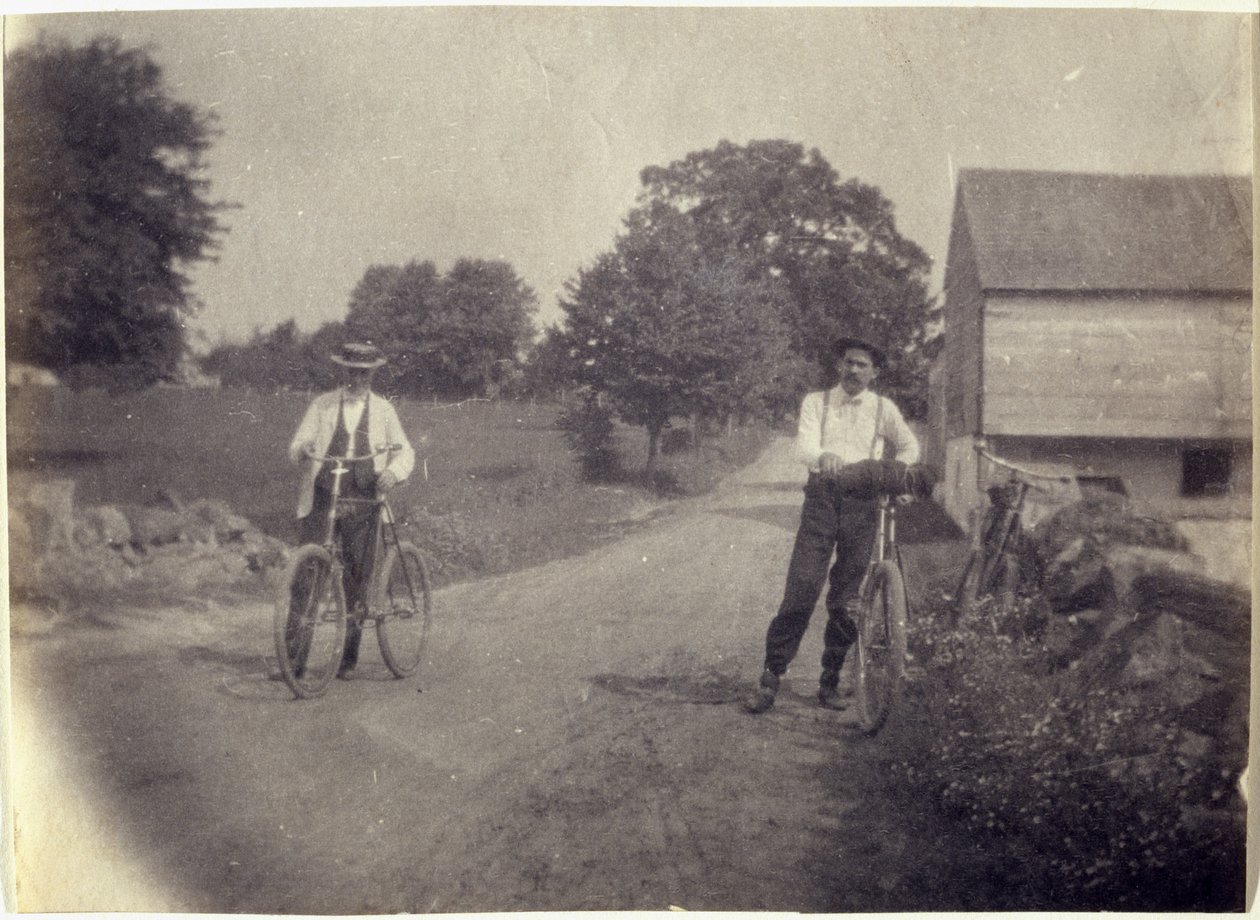 Samuel Murray ja Benjamin Eakins polkupyörillä tekijältä Thomas Eakins