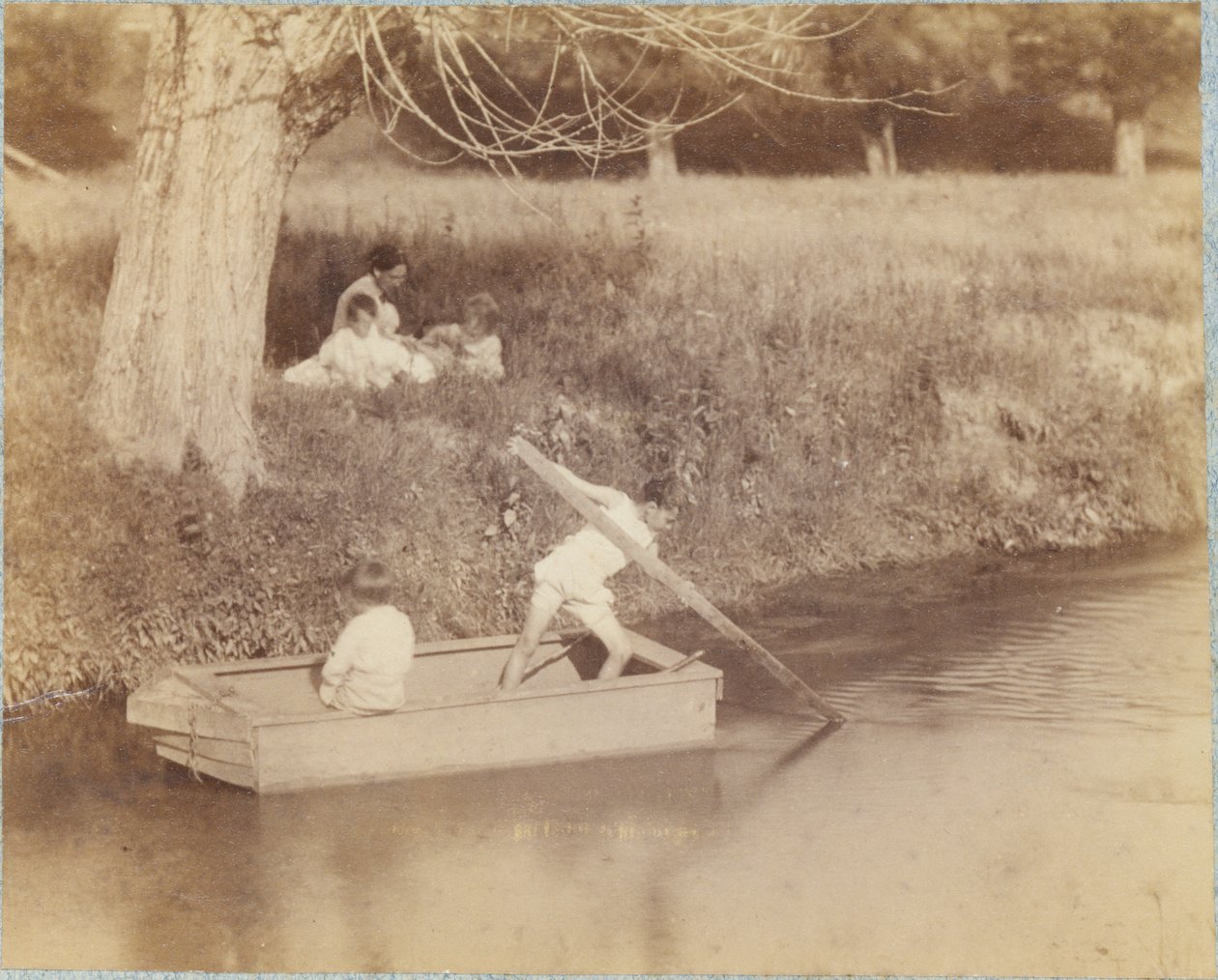 [Kaksi poikaa leikkimässä purolla, 4. heinäkuuta 1883] tekijältä Thomas Eakins