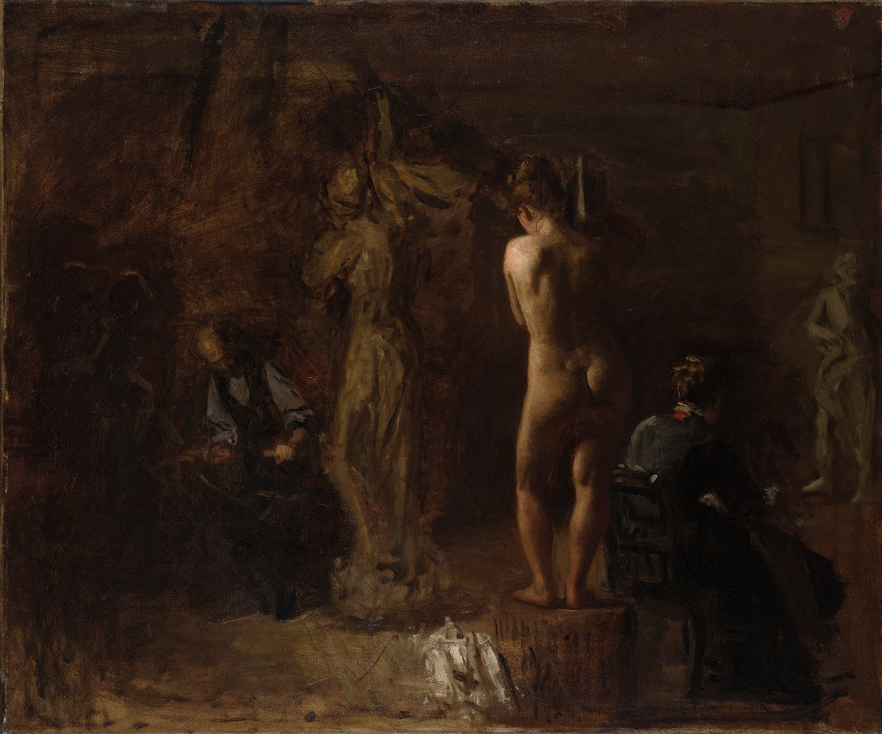 William Rush veistää allegorista hahmoaan Schuylkill-joesta, tutkimus tekijältä Thomas Eakins