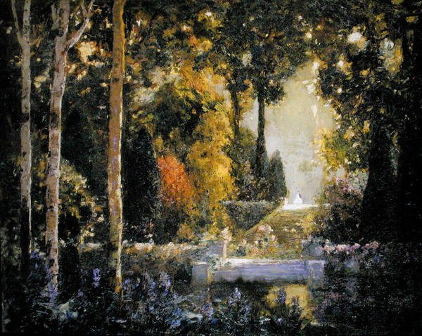 Kultainen puutarha (öljy kankaalle) tekijältä Thomas Edwin Mostyn