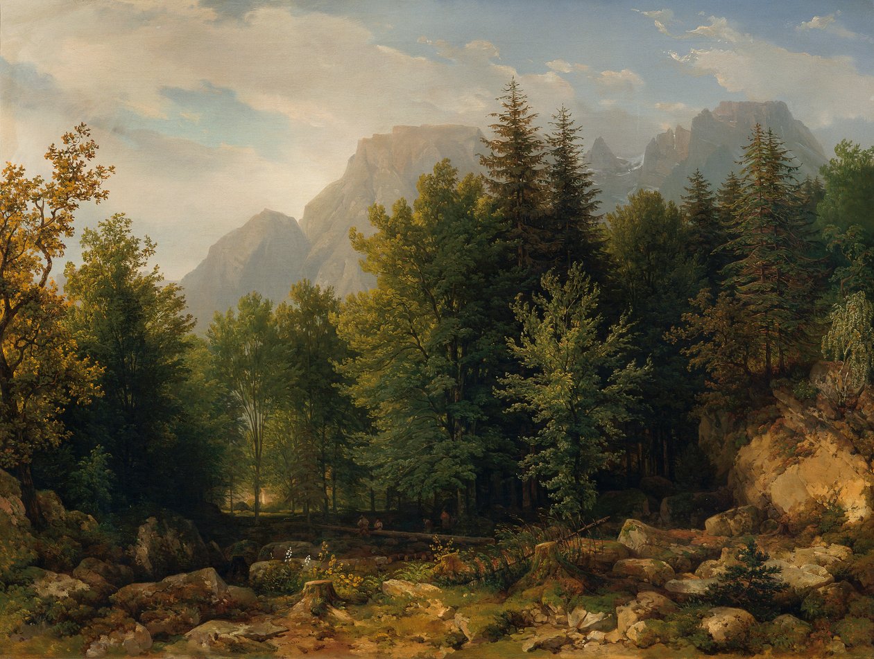 Metsämaisema korkeilla vuorilla tekijältä Thomas Ender