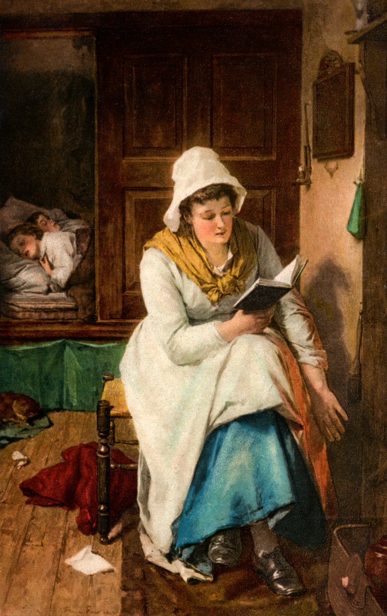 "Kun lapset nukkuvat", 1908-1909 tekijältä Thomas Faed