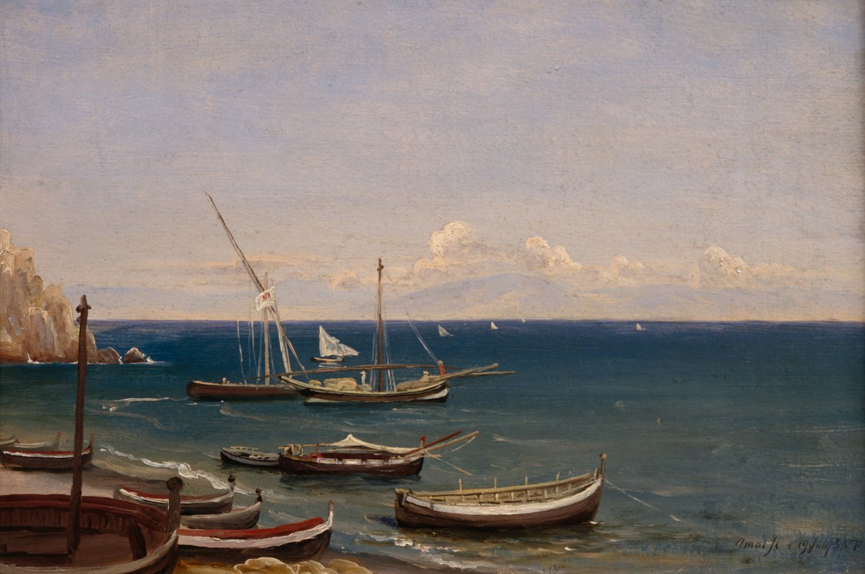 Veneet rannalla Amalfi tekijältä Thomas Fearnley