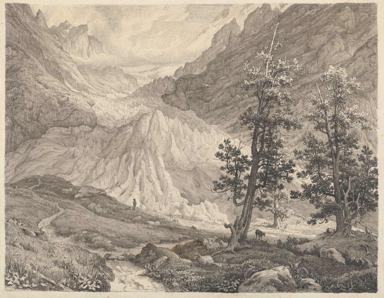Grindelwaldin jäätikkö, Sveitsi tekijältä Thomas Fearnley