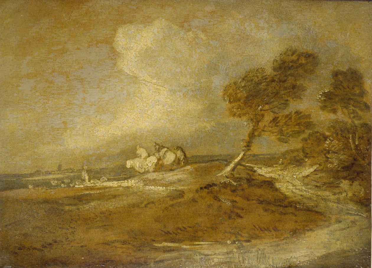 Maisema ratsumiesten kanssa (öljy paperille) tekijältä Thomas Gainsborough
