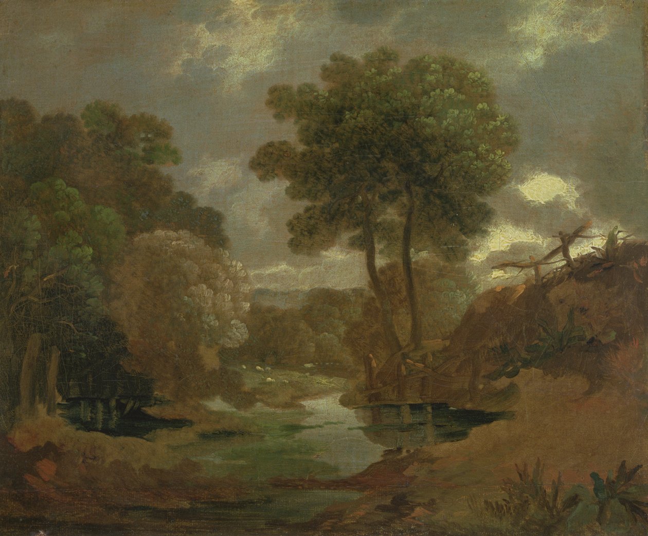 Pool in the Woods, 1750 (öljy paperille kankaalle) tekijältä Thomas Gainsborough