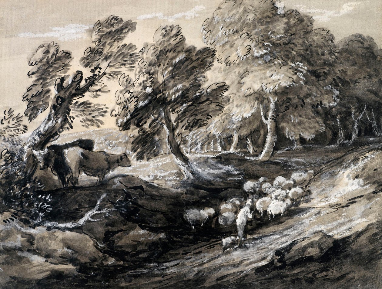 Paimen, joka ajaa lampaita metsän läpi tekijältä Thomas Gainsborough