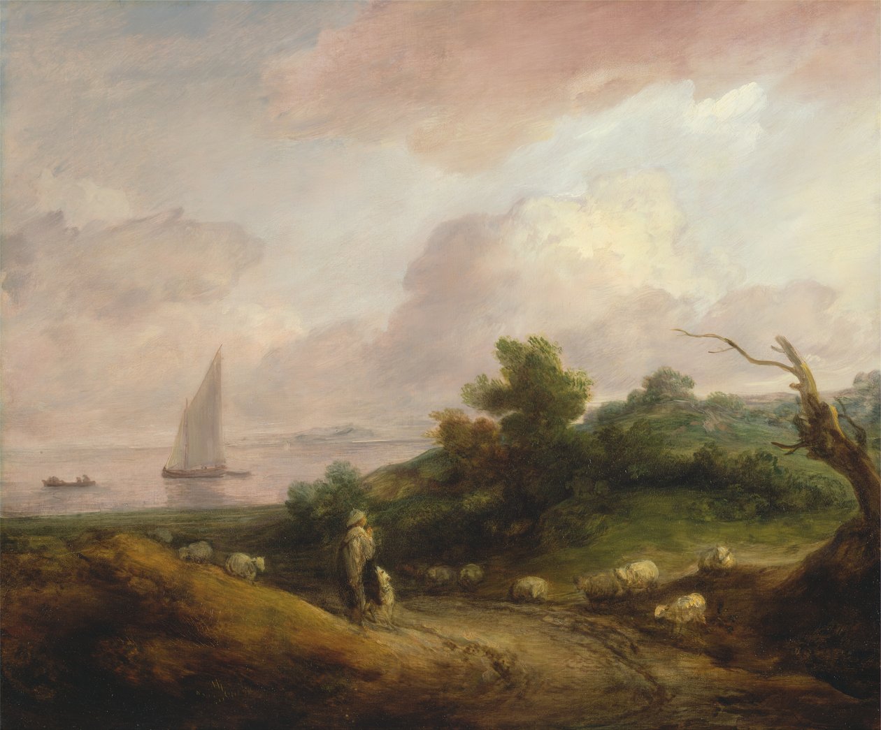 Rannikkomaisema paimenen ja laumaansa kanssa vuosina 1783–1784. tekijältä Thomas Gainsborough