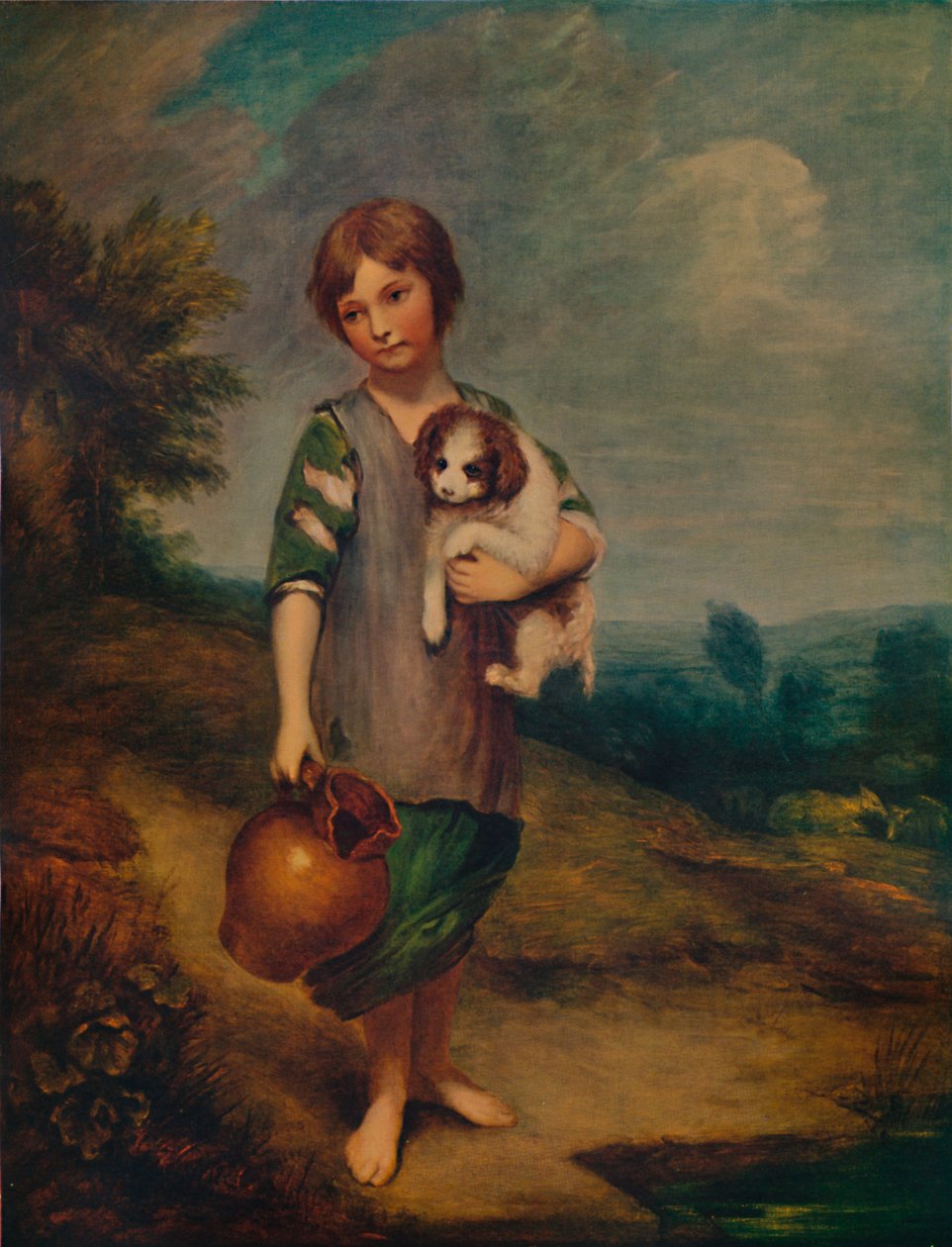 Mökkityttö koiran ja kannun kanssa, 1785, 1935 tekijältä Thomas Gainsborough