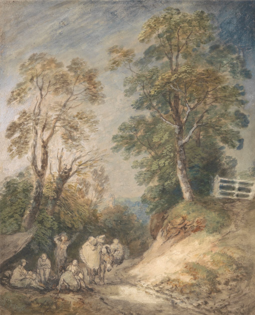 Country Lane, jossa mustalaiset lepäävät tekijältä Thomas Gainsborough