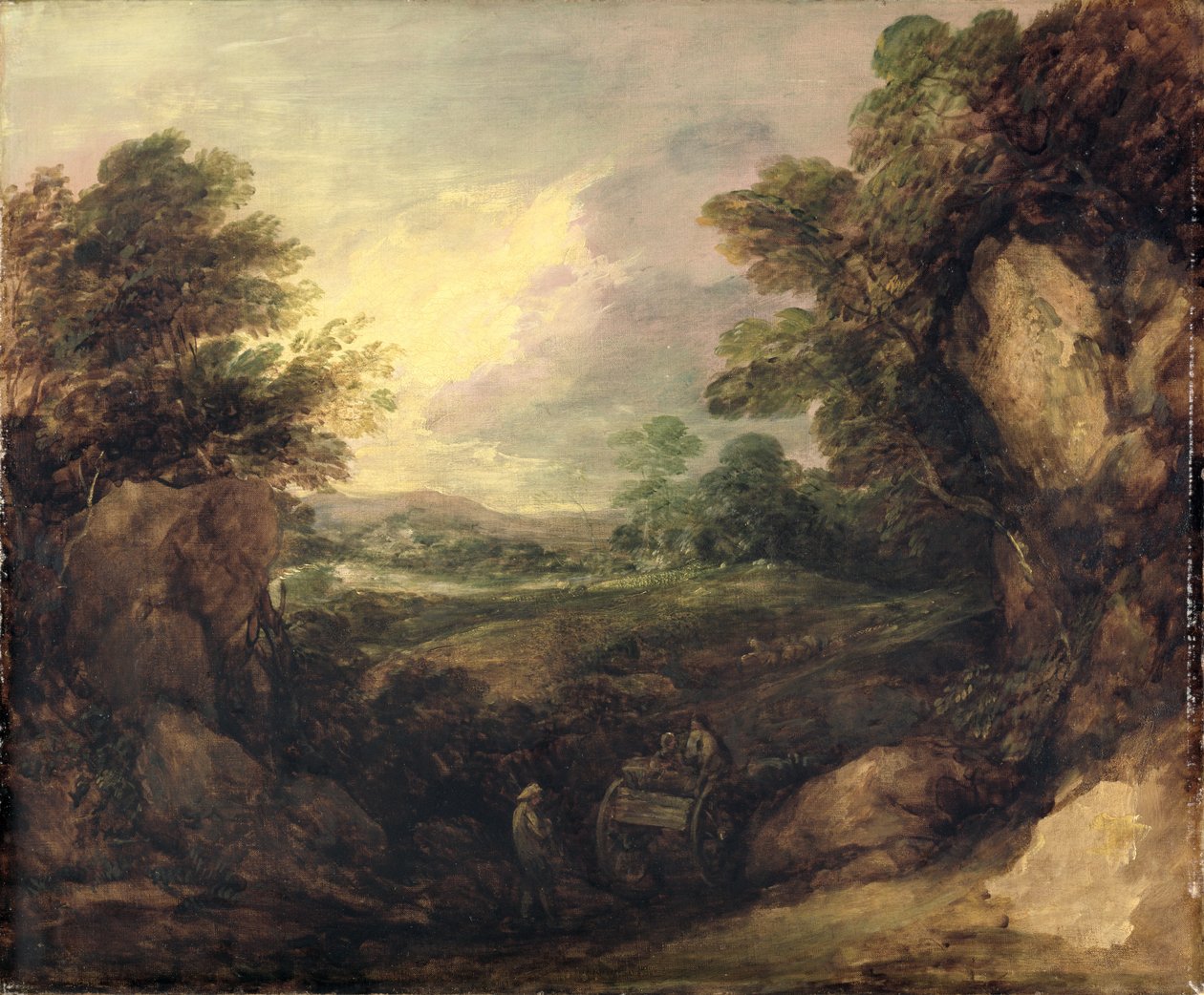 Maisema hahmoilla, n. 1786 (öljy kankaalle) tekijältä Thomas Gainsborough