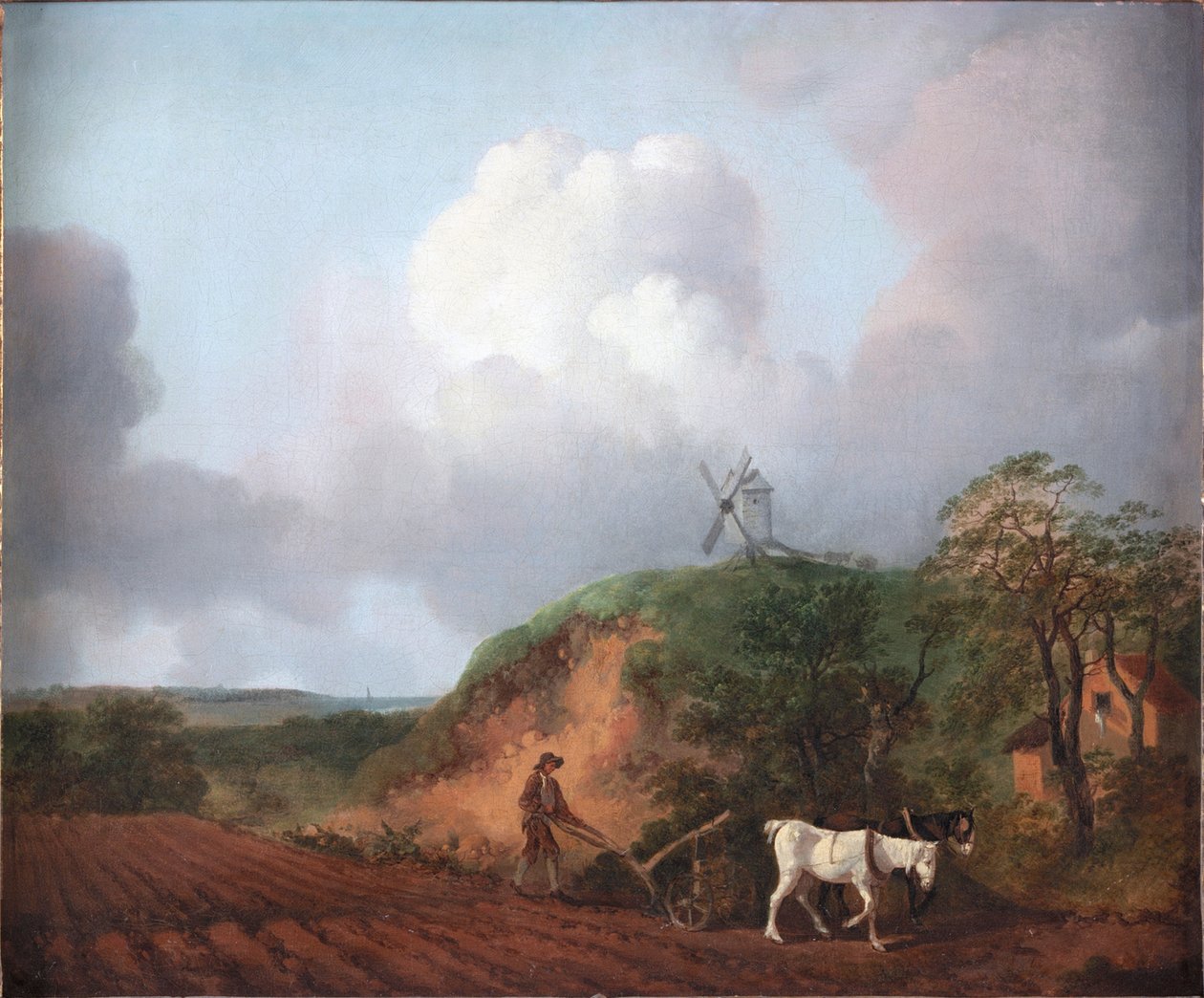 Kahden hevosen kanssa kyntävä talonpoika, 1750-1753. tekijältä Thomas Gainsborough