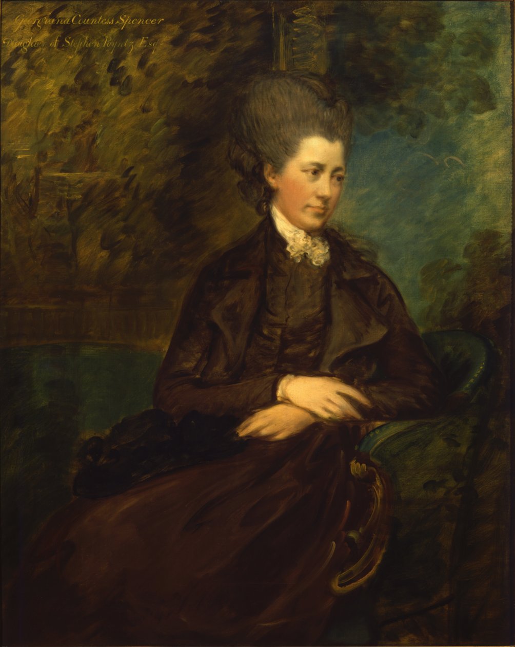 Georgiana Poyntzin, kreivitär Spencerin muotokuva, n. 1780-1781 (öljy kankaalle) tekijältä Thomas Gainsborough