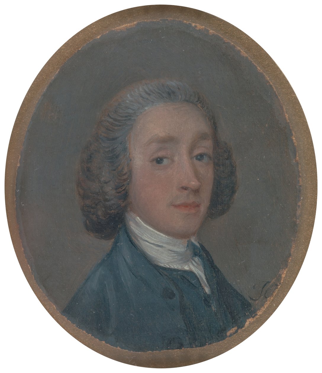 Muotokuva nuoresta miehestä, jolla on puuterihiukset, n. 1750. tekijältä Thomas Gainsborough