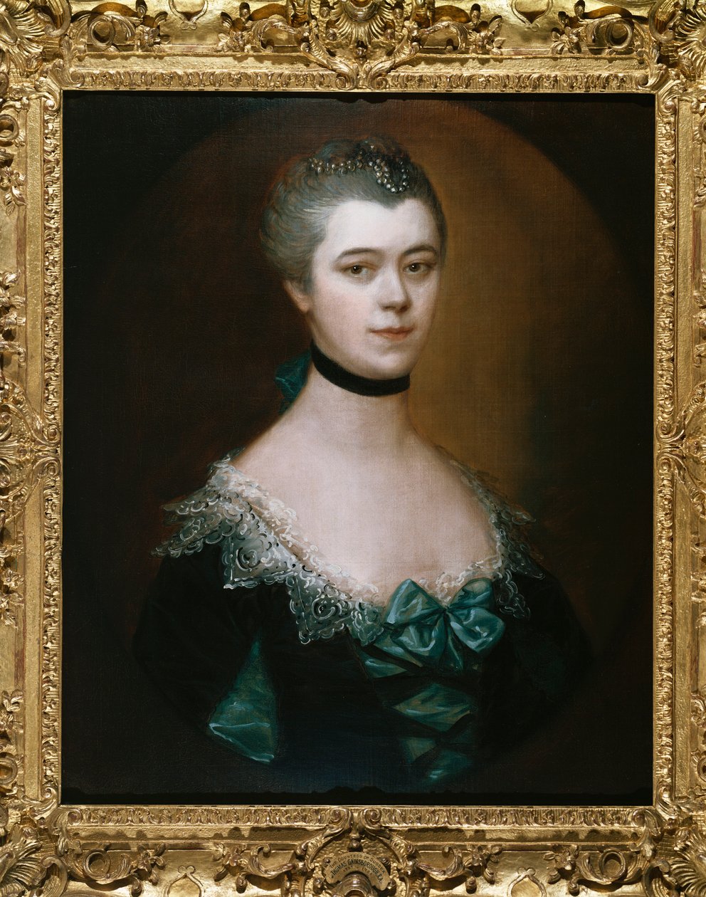Muotokuva Sussexin kreivitärestä, rintakuva, sinisessä mekossa, jossa mustat päällykset tekijältä Thomas Gainsborough