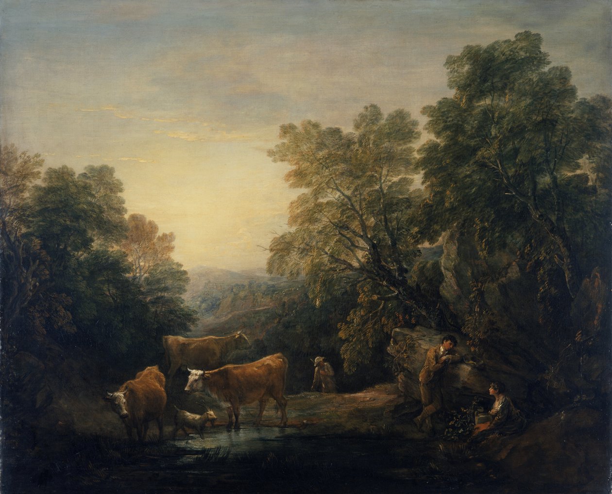Kalliomaisema ja Hagar ja Ismael (öljy kankaalle) tekijältä Thomas Gainsborough