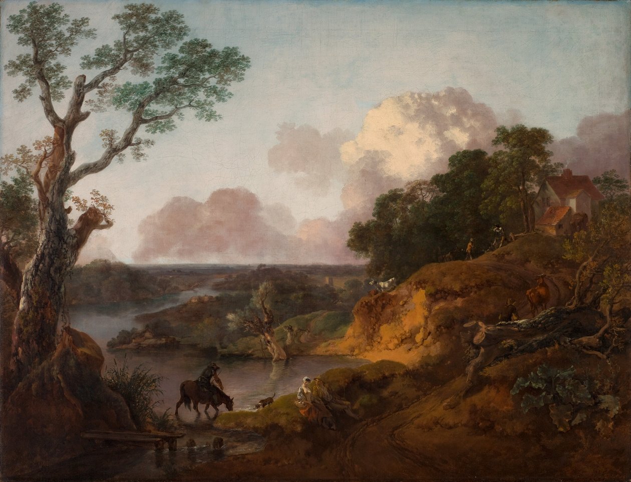 Näkymä Suffolkissa, noin 1755 (öljy kankaalle). tekijältä Thomas Gainsborough