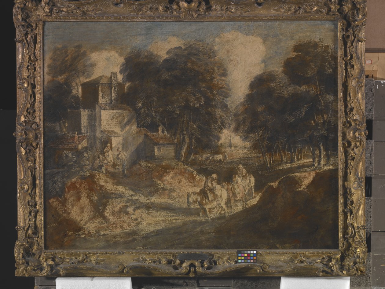 Metsäinen maisema, jossa on talonpoikia (muste, lyijynvalkoinen ja guassi kankaalle kiinnitetyllä paperilla) tekijältä Thomas Gainsborough
