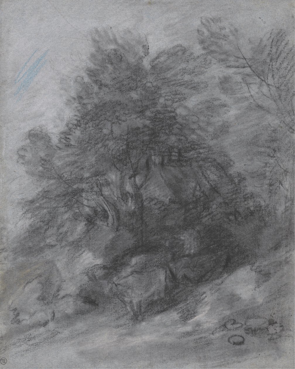 Metsäinen maisema, jossa paimen, lehmät ja mökki tekijältä Thomas Gainsborough