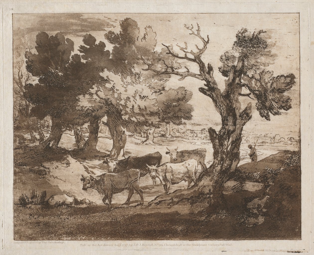 Metsäinen maisema paimenen ja lehmien kanssa tekijältä Thomas Gainsborough