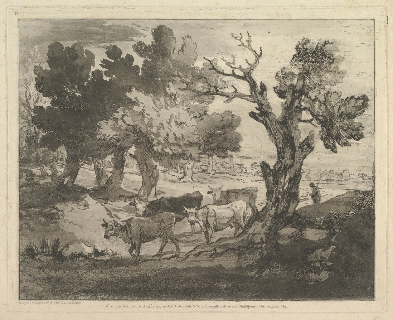 Metsäinen maisema paimenten ja lehmien kanssa, 1. elokuuta 1797. tekijältä Thomas Gainsborough