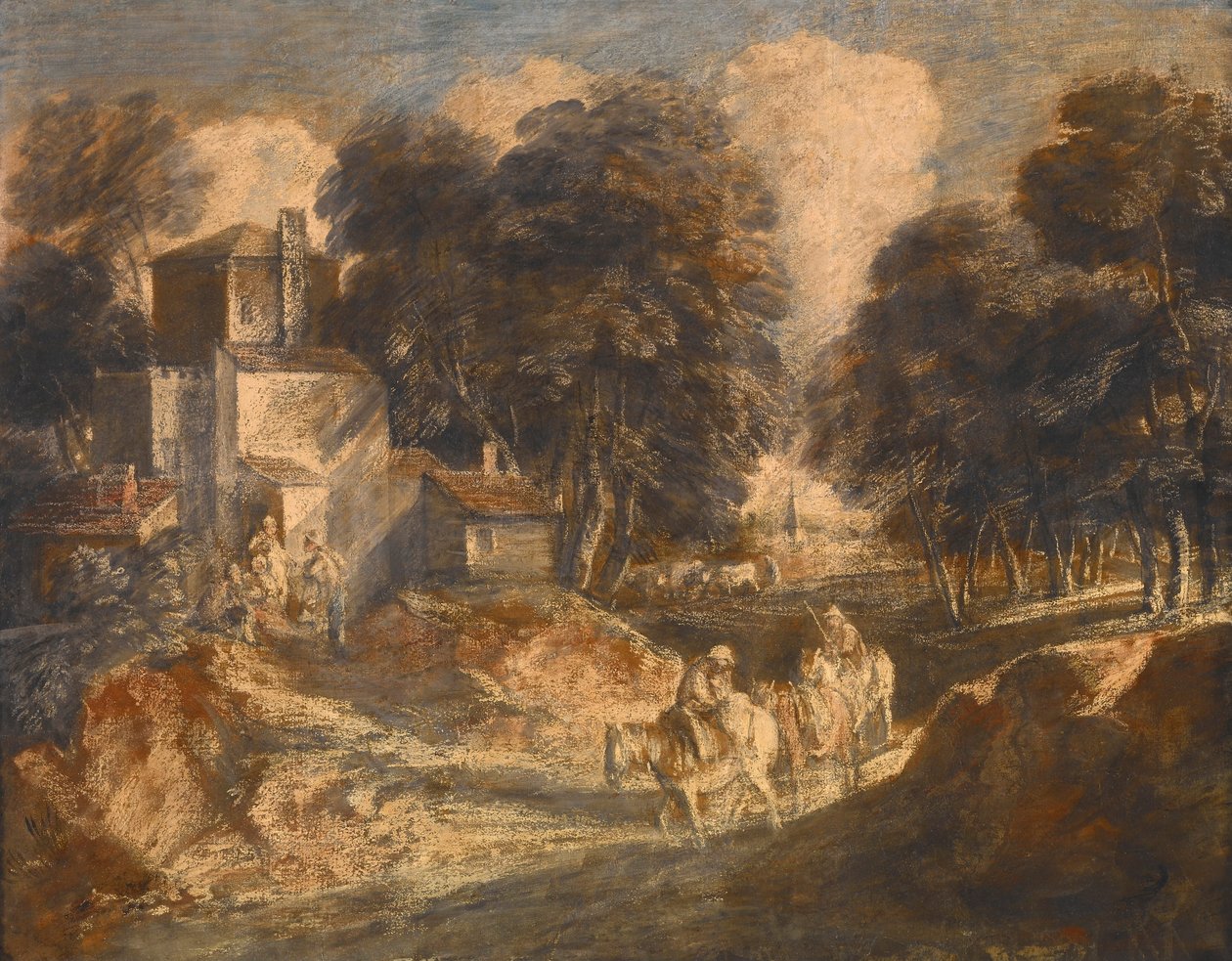 Waldlandschaft mit berittenen Bauern tekijältä Thomas Gainsborough