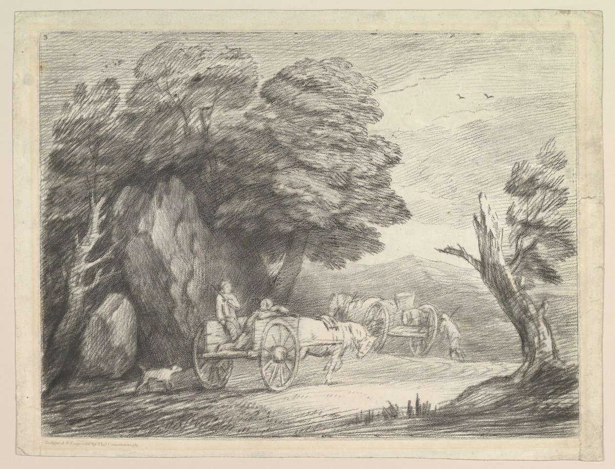 Metsäinen maisema kahdella maakärryllä ja hahmoilla, 1. elokuuta 1797. tekijältä Thomas Gainsborough