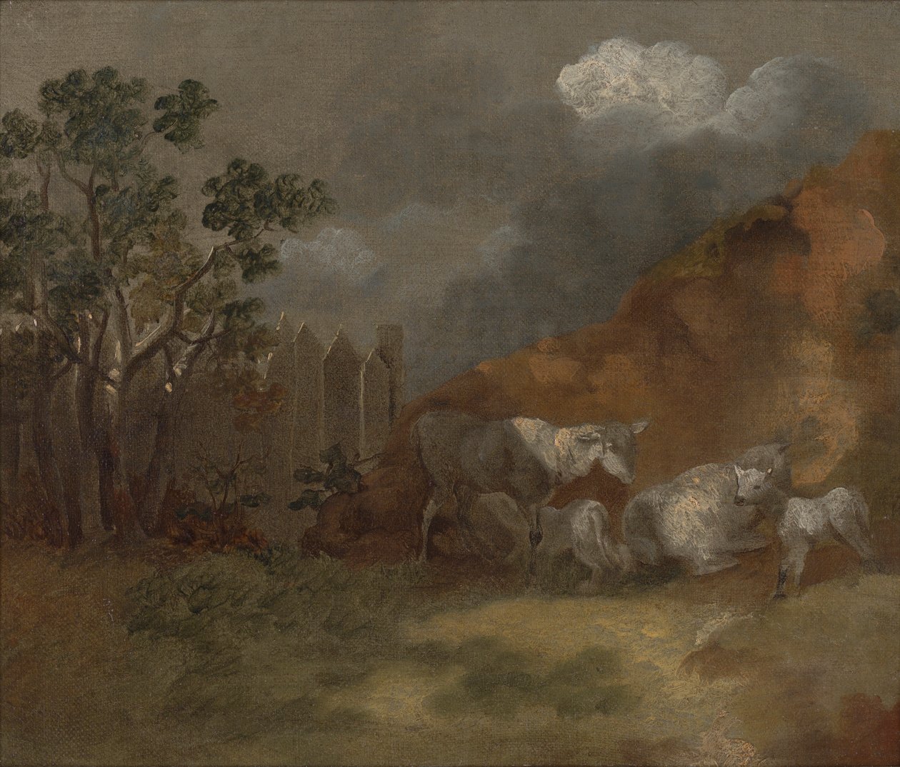 Lampaat ja karitsat aidan vieressä tekijältä Thomas Gainsborough RA