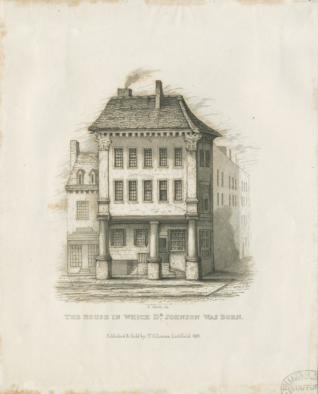 Lichfield - Dr. Johnsonin syntymäpaikka: kaiverrus (vinjetoitu), nd [c 1831] (painettu) tekijältä Thomas George Lomax